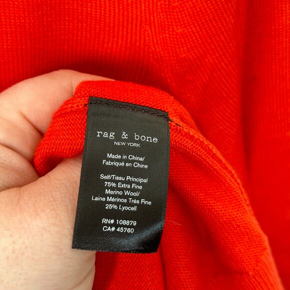 RAG & BONE Crew Neck Merino Wool Sweater Poppy Red Sz S {3Q15} - Picture 5 of 5